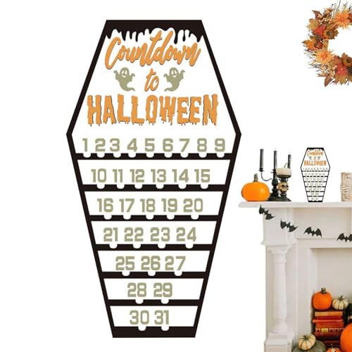Halloween-Adventskalender – Halloween-Adventskalender 2024, Countdown aus Holz, App | Halloween-Kalender aus Holz für Halloween-Dekoration, Countdown-Kalender von Naqqios