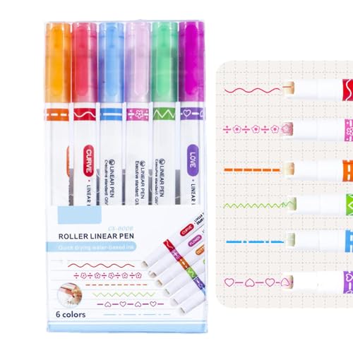 Naqqios Gebogene Farbstifte – Gebogener Textmarker mit Doppelspitze mit 6 verschiedenen gebogenen Formen | Multifunktionales Scrapbooking-Zubehör, E-Marker Naqqios Gebogene Farbstifte – Gebogener Textmarker mit Doppelspitze mit 6 verschiedenen gebogenen Formen | Multifunktionales Scrapbooking-Zubehör, E-Marker von Naqqios