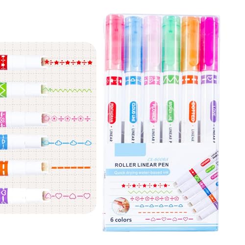 Naqqios Gebogene Farbstifte – Gebogener Textmarker mit Doppelspitze mit 6 verschiedenen gebogenen Formen | Multifunktionales Scrapbooking-Zubehör, E-Marker Naqqios Gebogene Farbstifte – Gebogener Textmarker mit Doppelspitze mit 6 verschiedenen gebogenen Formen | Multifunktionales Scrapbooking-Zubehör, E-Marker von Naqqios