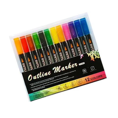 Naqqios Leuchtende Konturmarker, leuchtende Marker für Kartenherstellung, wasserfeste farbige Konturenstifte | Tragbare Marker, lila Marker-Set Naqqios Leuchtende Konturmarker, leuchtende Marker für Kartenherstellung, wasserfeste farbige Konturenstifte | Tragbare Marker, lila Marker-Set von Naqqios