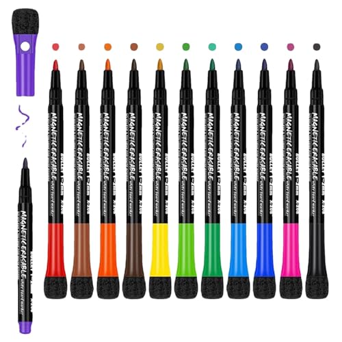 Naqqios Magnetischer Whiteboard-Marker, trocken abwischbar, magnetisch, mit Radiergummi, 12 x bunte, trocken abwischbare Marker, mit Spitze Naqqios Magnetischer Whiteboard-Marker, trocken abwischbar, magnetisch, mit Radiergummi, 12 x bunte, trocken abwischbare Marker, mit Spitze von Naqqios