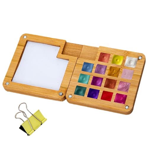 Naqqios Palette für Skizzenbuch aus Holz, Malpalette aus Holz, Aufbewahrungsbox mit 15 Gittern, leere Box für Farbspar-Palette Naqqios Palette für Skizzenbuch aus Holz, Malpalette aus Holz, Aufbewahrungsbox mit 15 Gittern, leere Box für Farbspar-Palette von Naqqios