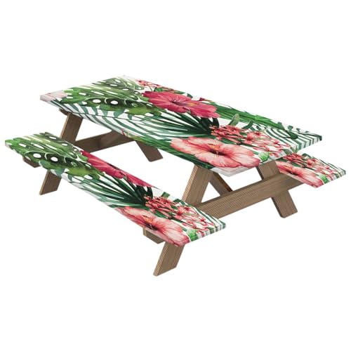 Passgenaue Picknicktischhussen mit Bankauflagen, Picknicktischhussen mit Gummizug – Set mit 3 Bezügen für Picknicktisch, Picknickbankbezüge, Ta von Naqqios
