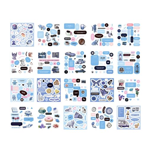 Scrapbooking-Papier, Decoupage-Papierbögen – 20 Blatt Decoupage-Aufkleber aus Papier für Scrapbooking | vorgestanzte gestrichene Papierplaner-Dekoration, Bastelzubehör von Naqqios