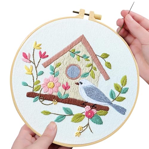 Stickset für Erwachsene, Anfänger-Stickset, Anfänger, Sticklern-Set, kreative Haus- und Vogel-Stickerei-Kits für Anfänger, Stickset für Stickset für Erwachsene, Anfänger-Stickset, Anfänger, Sticklern-Set, kreative Haus- und Vogel-Stickerei-Kits für Anfänger, Stickset für von Naqqios