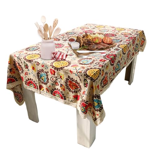 Tischdecke im Boho-Stil, quadratisch, waschbar, wasserdicht, Esstischdecke, für den Außenbereich, bunte Tischwäsche, für Camping, Küche, Innenbereich Tischdecke im Boho-Stil, quadratisch, waschbar, wasserdicht, Esstischdecke, für den Außenbereich, bunte Tischwäsche, für Camping, Küche, Innenbereich von Naqqios