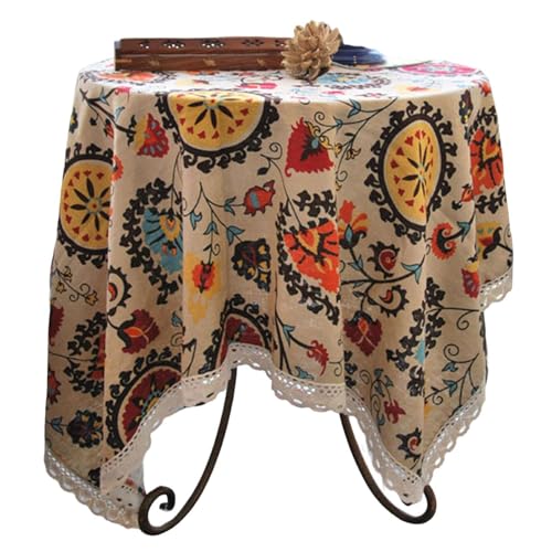 Tischdecke im Boho-Stil – Tischdecke aus Baumwolle, bunt, rechteckig, Blumenmuster, Esstisch, für Picknick im Freien, Camping, Küche, Innenbereich, Mahlzeiten, Party, Versammlung Tischdecke im Boho-Stil – Tischdecke aus Baumwolle, bunt, rechteckig, Blumenmuster, Esstisch, für Picknick im Freien, Camping, Küche, Innenbereich, Mahlzeiten, Party, Versammlung von Naqqios