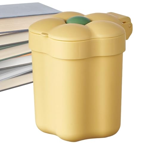 Tischmülleimer | Tischmülleimer | Blumentischmülleimer | Abfalleimer für Badezimmer auf Theke, Kleiner Büromülleimer mit Deckel für Badezimmer, Arbeitsplatz, Küche, Bu von Naqqios