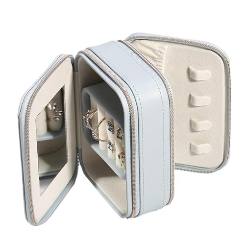 Tragbare Schmuckschatulle, Schmuckkästchen, Reiseetui - Aufbewahrungsbox für kleine Ohrringe und Ohrstecker mit Doppelschicht | Schmuckaufbewahrungskoffer für Frauen, Organizer Kategorie Tragbare Schmuckschatulle, Schmuckkästchen, Reiseetui - Aufbewahrungsbox für kleine Ohrringe und Ohrstecker mit Doppelschicht | Schmuckaufbewahrungskoffer für Frauen, Organizer Kategorie von Naqqios