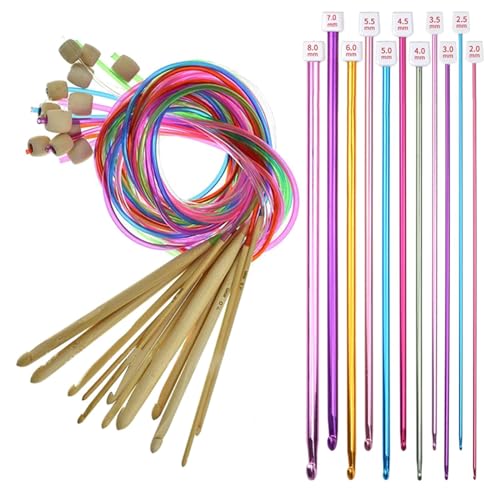 Tunesische Häkelnadelset 23 Teile: beinhaltet lange Häkelnadeln und Tunesische Häkelnadel | 23 Stück Tunesische Häkelnadel Bunt :Stricknadel Tunesische Häkelnadelset 23 Teile: beinhaltet lange Häkelnadeln und Tunesische Häkelnadel | 23 Stück Tunesische Häkelnadel Bunt :Stricknadel von Naqqios
