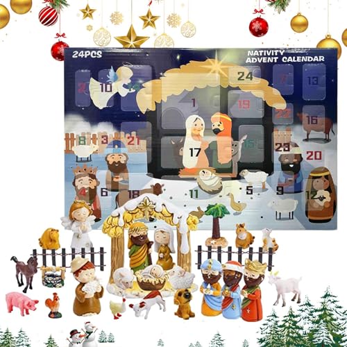 Weihnachten Adventskalender 2024 Krippe - Holz Krippe Adventskalender, Krippenfigur Countdown Kalender | Krippe Adventskalender Set 25 Christlicher Religiöser Adventskalender für Kinder Weihnachten Adventskalender 2024 Krippe - Holz Krippe Adventskalender, Krippenfigur Countdown Kalender | Krippe Adventskalender Set 25 Christlicher Religiöser Adventskalender für Kinder von Naqqios