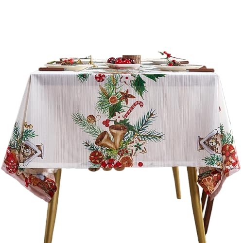 Weihnachtliche Stofftischdecke - Vintage Weihnachtstischdecke Eckig mit Weihnachtsschleife | Weihnachtstischdecke in Form von Weihnachtsglocken, abwaschbare Tischdecke in Form von Weihnachtsbonbons Weihnachtliche Stofftischdecke - Vintage Weihnachtstischdecke Eckig mit Weihnachtsschleife | Weihnachtstischdecke in Form von Weihnachtsglocken, abwaschbare Tischdecke in Form von Weihnachtsbonbons von Naqqios