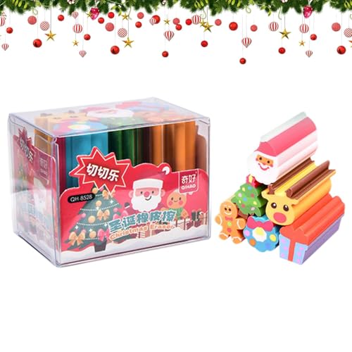 Weihnachtlicher Radiergummi für Klassenzimmer – niedliche Weihnachts-Radiergummis, 6 Stück, lang, lustig, Weihnachts-Radiergummi | bunte Radiergummis in Form eines Schneemanns und Elchs von Naqqios