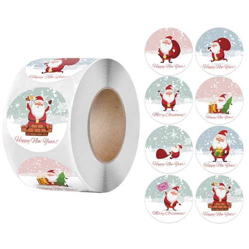 Weihnachtsaufkleber – runde Aufkleber, 500 Stück für Umschläge | dekorative Aufkleber, selbstklebend, Etiketten für Weihnachten, Aufkleber für Weihnachten von Naqqios
