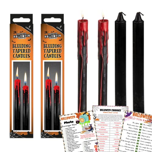4 x blutende konische Kerzen und Spielkarte – schwarze Wachskerze, Halloween-Party-Tischdekoration, Dinner-Kerze 4 x blutende konische Kerzen und Spielkarte – schwarze Wachskerze, Halloween-Party-Tischdekoration, Dinner-Kerze von Naras