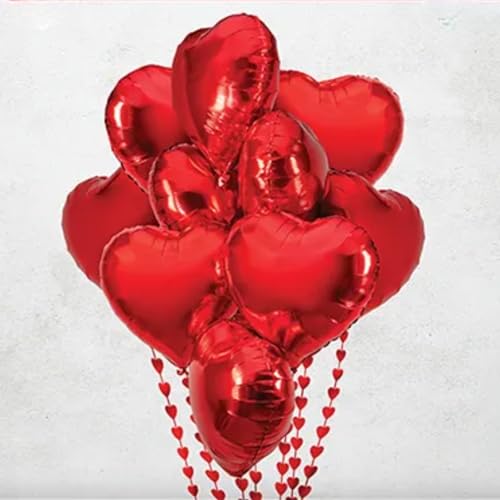 Valentinstags-Herz-Ballon-Set – 12 Stück rote herzförmige Valentinstagsballons mit Herzschlangen – Valentinstagsdekorationen Valentinstags-Herz-Ballon-Set – 12 Stück rote herzförmige Valentinstagsballons mit Herzschlangen – Valentinstagsdekorationen von Naras