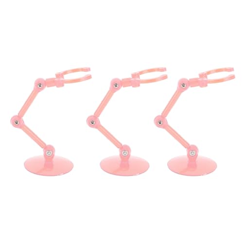 Action-Figurenständer, Flexibler Kunststoff, 10 Stück, Einfach zu Montierender Puppenständer, Stabil für Spielzeug (transparentes Rosa) von Naroote