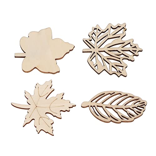 Holzblätter für Kunsthandwerk, 80pcs Holzhochblatt Glattes Schneiden Zusammengesetzter Holzhlockenhoch -Out -Blatt -Stück Unfertiges Holz Herbsthandwerk für Thanksgiving Crafts Home Party Dekoration von Naroote