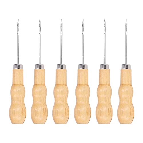 Leder Ahle Speedy Stitcher Nähahle Ahle Werkzeug Nähen Speedy Stitcher Nähahle Kit, 10 Stück Leder Nähahle Holzgriff 125 Mm Länge Handwerkzeug-Set Kit für die Reparatur von von Naroote