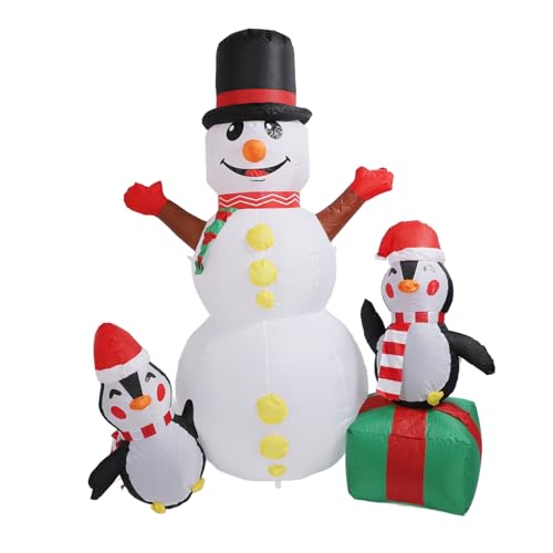 Naroote Blow -up Snowman Decoration, Aufblasbare Dekoration Dekorative 210T Polyesterfaser 1,8 M LED -Licht für die Terrasse (EU -Stecker 220 bis 240 V) von Naroote