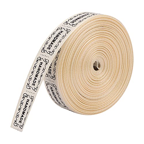 Naroote DIY Handmade Ribbon, Englische Wörter Gedrucktes Band 1pcs 10 Yards 1,3 Cm English Wörter Gedrucktes Band Handgemachte Wickelgürtel Geschenkverpackung für Party (Beige Handmad Box) von Naroote