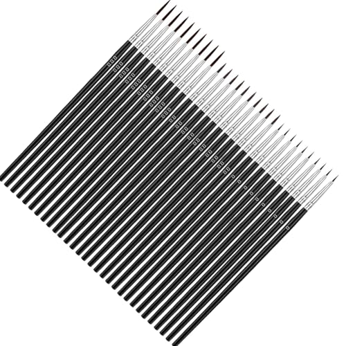Naroote Pinselpinsel, Kleiner Pinsel Winziges Detail mit 30 Prozent Miniaturpinsel für Kleine Skulpturen (Schwarz 000# 00# 0# 10 Teile jeweils) von Naroote