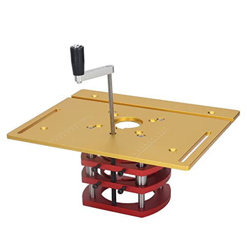 Router Lift, Frässchablonen für Oberfräse, Hubtisch Frästisch für Oberfräsen Präzise Router Lift System Router Tabelle einfügen Platte Lift Base für Heimwerker (Gold) von Naroote