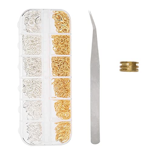 Sprungringe Kit, Sprungringe für Schmuck Making Kit Halskettenanschluss Ring 1 Box Gemischte Zinklegungs -Sprungringe Hummerverschluss DIY -Schmuckfunde Set Kit Accessoires (Mit Zange) (Nicht für von Naroote