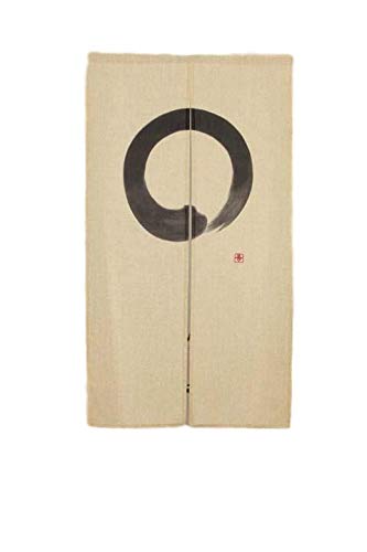 Narumi Japanischer Enso Noren Türvorhang, Tapisserie, Hanfmischung, Köperstoff, 88,9 x 150 cm, aus Japan von Narumi