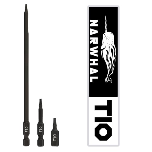 T10 Torx-Bit-Set (3 Stück) enthält extra langen 15,2 cm, 5,1 cm und 2,5 cm Torx-Stern-Bit, Sechskantschaft und magnetische Spitze von Narwhal