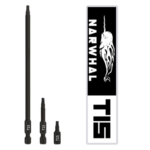T15 Torx-Bit-Set (3 Stück) enthält extra langen 15,2 cm, 5,1 cm und 2,5 cm Torx-Stern-Bit, Sechskantschaft und magnetische Spitze von Narwhal
