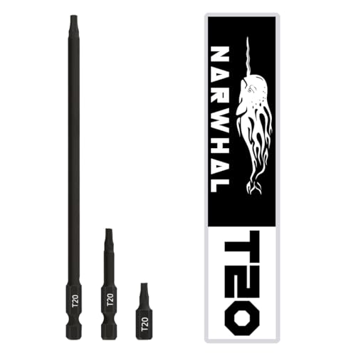 T20 Torx-Bit-Set (3 Stück) enthält extra langen 15,2 cm, 5,1 cm und 2,5 cm Torx-Stern-Bit, Sechskantschaft und magnetische Spitze von Narwhal