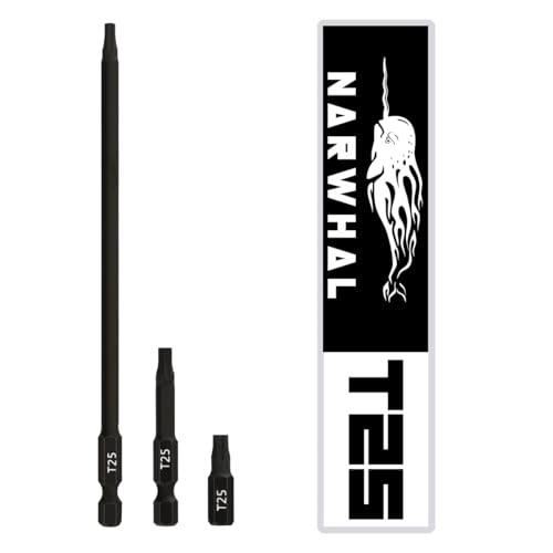 T25 Torx-Bit-Set (3 Stück) enthält extra langen 15,2 cm, 5,1 cm und 2,5 cm Torx-Stern-Bit, Sechskantschaft und magnetische Spitze von Narwhal