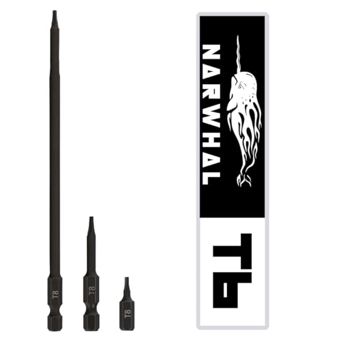 T8 Torx-Bit-Set (3 Stück) enthält extra langen 15,2 cm, 5,1 cm und 2,5 cm Torx-Stern-Bit, Sechskantschaft und magnetische Spitze von Narwhal