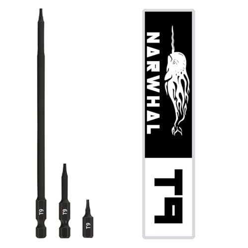 T9 Torx-Bit-Set (3 Stück) enthält extra langen 15,2 cm, 5,1 cm und 2,5 cm Torx-Stern-Bit, Sechskantschaft und magnetische Spitze von Narwhal