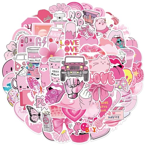 100 Stück Aufkleber Aesthetic Rosa Sticker Decals, Trendy Stickers Rosa Süße Aufkleber Selbstklebend Wasserdichte Aufkleber für Laptop Handyhülle Koffer Helm Motorrad Skateboard Snowboard Auto 100 Stück Aufkleber Aesthetic Rosa Sticker Decals, Trendy Stickers Rosa Süße Aufkleber Selbstklebend Wasserdichte Aufkleber für Laptop Handyhülle Koffer Helm Motorrad Skateboard Snowboard Auto von Naseom