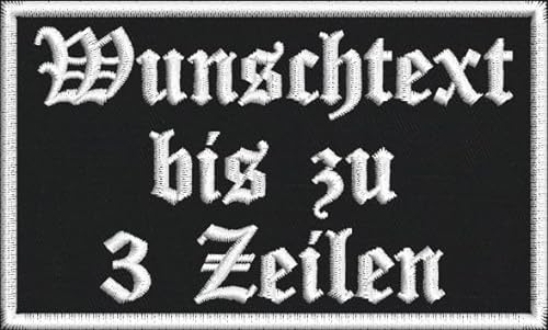 Individuell bestickter Aufnäher/Patch rechteckig mit Wunschtext (Schwarz) von Nashville print factory