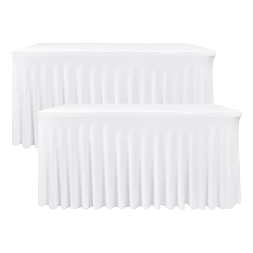 Nasitos Weißer Tischrock für rechteckige Tische, 2 m, 2 Stück, 244 x 76 cm, Stretch-Spandex, Stoff-Tischdecken, Cocktail-Tischdecken für Party, Bankett, Geburtstag Nasitos Weißer Tischrock für rechteckige Tische, 2 m, 2 Stück, 244 x 76 cm, Stretch-Spandex, Stoff-Tischdecken, Cocktail-Tischdecken für Party, Bankett, Geburtstag von Nasitos
