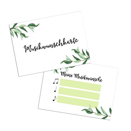 50 Musikwunschkarten für die Hochzeit als Hochzeitsspiel für Gäste Gastgeschenk Hochzeit Hochzeitsspiele (Eucalyptus, 50 Stück) von Nastami