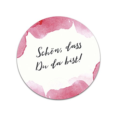 50 Sticker Hochzeit Schön, DASS du da bist!, Aufkleber Hochzeit Gastgeschenk (Aquarell rosa) von Nastami