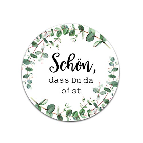 50 Sticker Hochzeit Schön, DASS du da bist!, Aufkleber Hochzeit Gastgeschenk (Eucalyptus) von Nastami