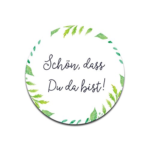 50 Sticker Hochzeit Schön, DASS du da bist!, Aufkleber Hochzeit Gastgeschenk (Grüne Hochzeit) von Nastami