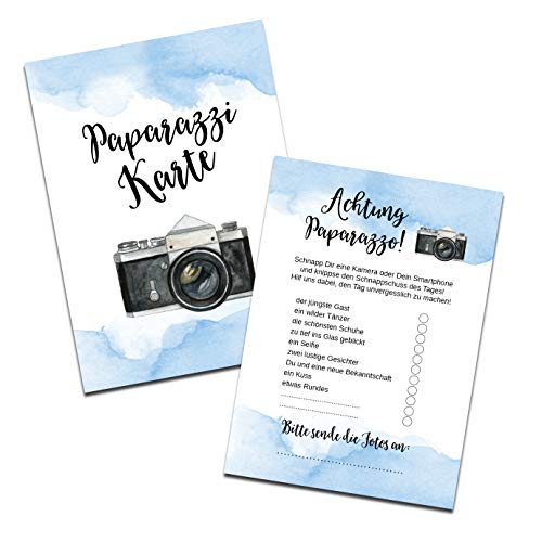Nastami 50 Karten Fotospiel Hochzeit Fotosafari Postkartenspiel Hochzeit Gastgeschenk Hochzeitsgäste (Aquarell blau) von Nastami