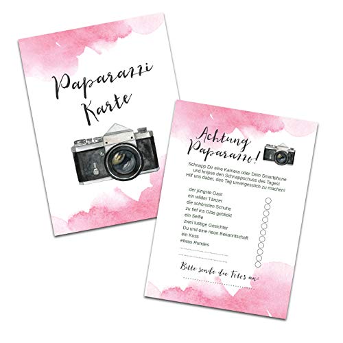 Nastami 50 Karten Fotospiel Hochzeit Fotosafari Postkartenspiel Hochzeit Gastgeschenk Hochzeitsgäste (Aquarell rosa) von Nastami