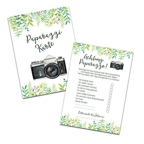 Nastami 50 Karten Fotospiel Hochzeit Fotosafari Postkartenspiel Hochzeit Gastgeschenk Hochzeitsgäste (Grüne Hochzeit) von Nastami