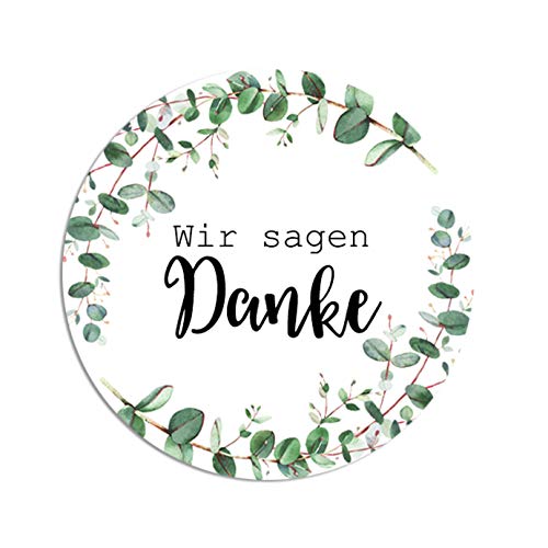 50 Sticker Danke EUCALYPTUS, Aufkleber Danke Hohzeit Danksagung (Eucalyptus) von Nastami