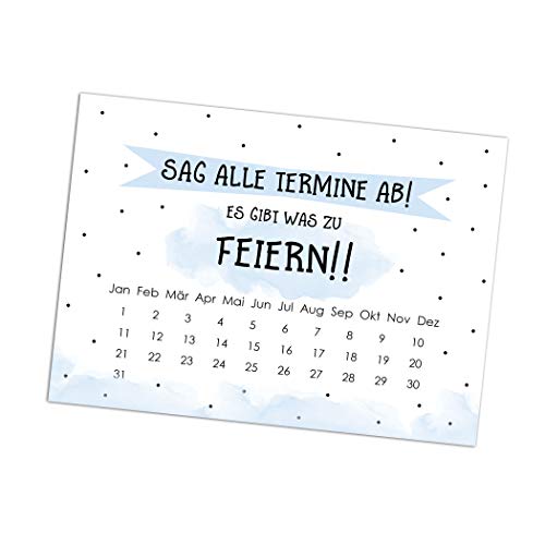 Save The Date Karten Geburtstag Sag alle Termine ab! Save The Date Karten deutsch Einladung Geburtstag DIN A6 (1 Stück, blau) von Nastami