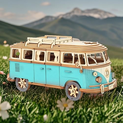Nastopee 3D Holzpuzzle Bus, Holzpuzzle Erwachsene Bulli Camper Van | Holzbausatz Modellbau für Erwachsene und Jugendliche | 29x11.5x14cm | Kreativgeschenk von Nastopee