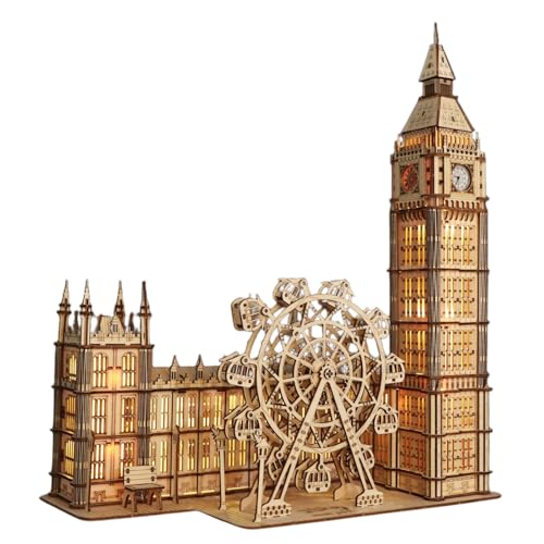 Nastopee 3D Puzzle Erwachsene mit Led & Uhr, London Eye Big Ben Holzpuzzle 3D, Holzbausatz Erwachsene Geschenke für Deko Wohnzimmer Jungen und MäDchen Nastopee 3D Puzzle Erwachsene mit Led & Uhr, London Eye Big Ben Holzpuzzle 3D, Holzbausatz Erwachsene Geschenke für Deko Wohnzimmer Jungen und MäDchen von Nastopee
