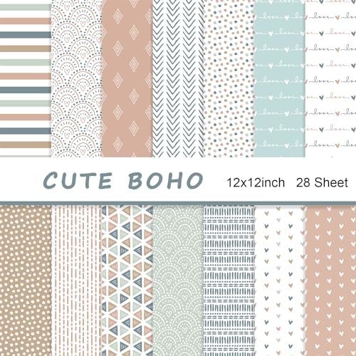 Boho-Scrapbook-Papier, 30,5 x 30,5 cm, Scrapbook-Papier, 40,8 kg/160 g/m², doppelseitiger Druck (BOHO 2) von Naszonus